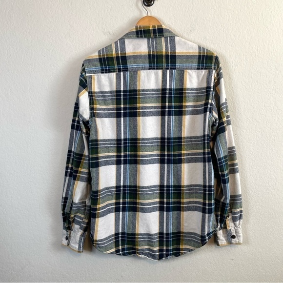 Aeropostale Green Blue Plaid Cotton Long Sleeve Button Front Flannel Shirt Sz MD - Picture 4 of 10
